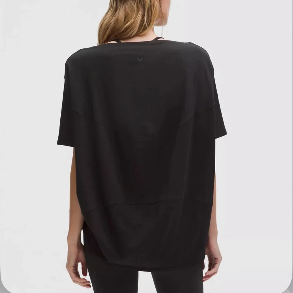 Lululemon Back In Action Cotton T Shirt Black Womens Size 6 - Picture 2 of 6